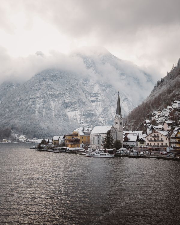Hallstatt In November Scenic Winter View of Hallstatt Village · Free Stock Photo