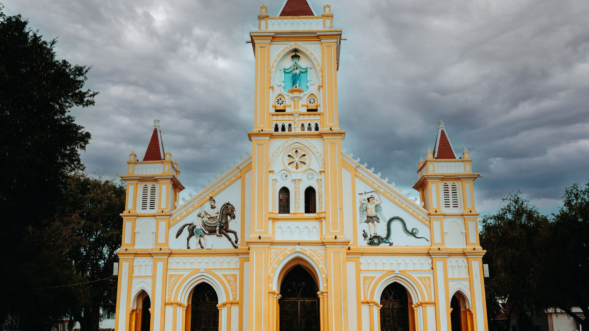 Explore the captivating architecture of a historic Catholic church in Kon Tum, Vietnam.
