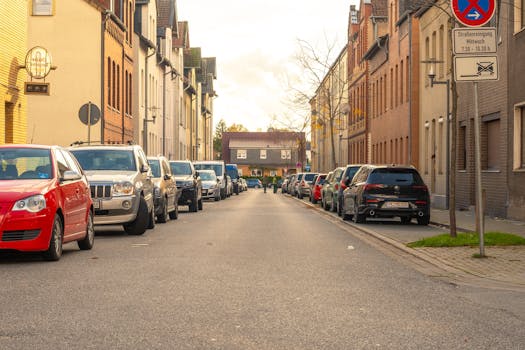 Peaceful street scene in autumn, showcasing German architecture in Lower Saxony.