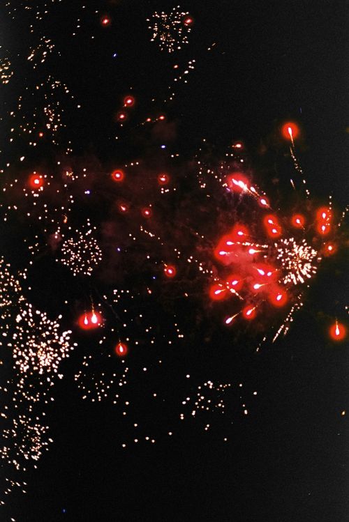 Free stock photo of aerial fireworks, at night, black and red Stock Photo