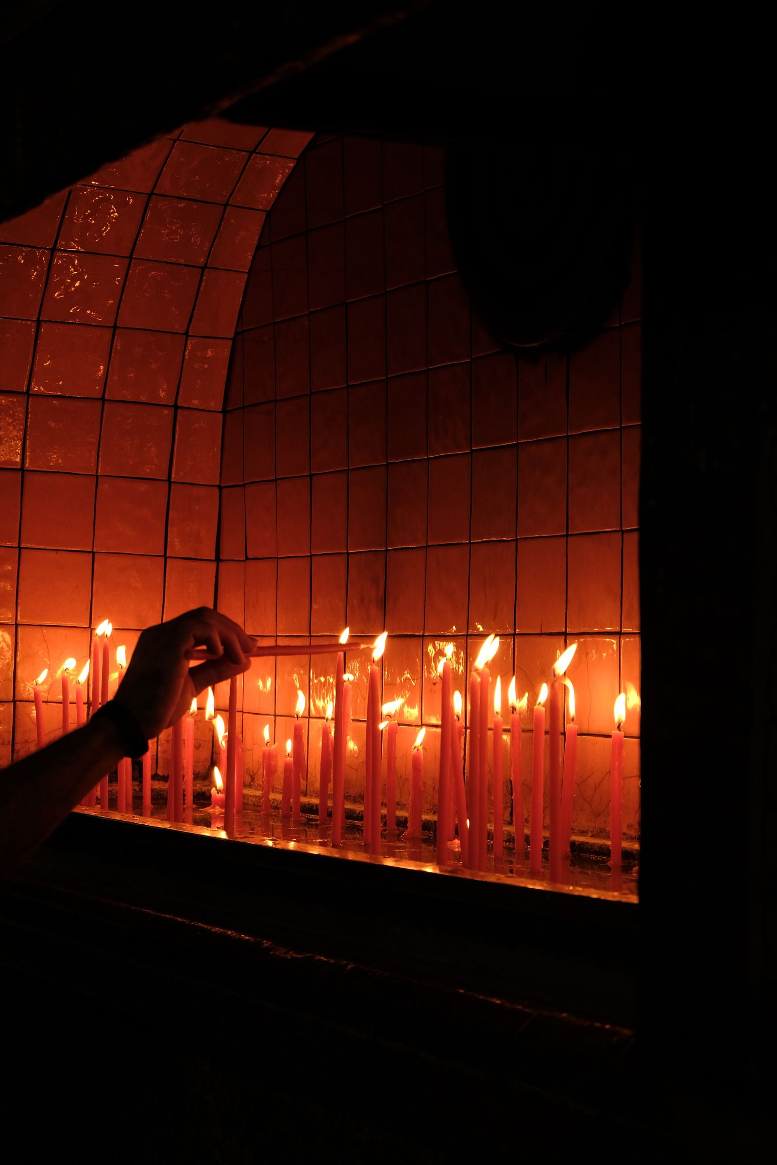 Candles lit during a spiritual ritual