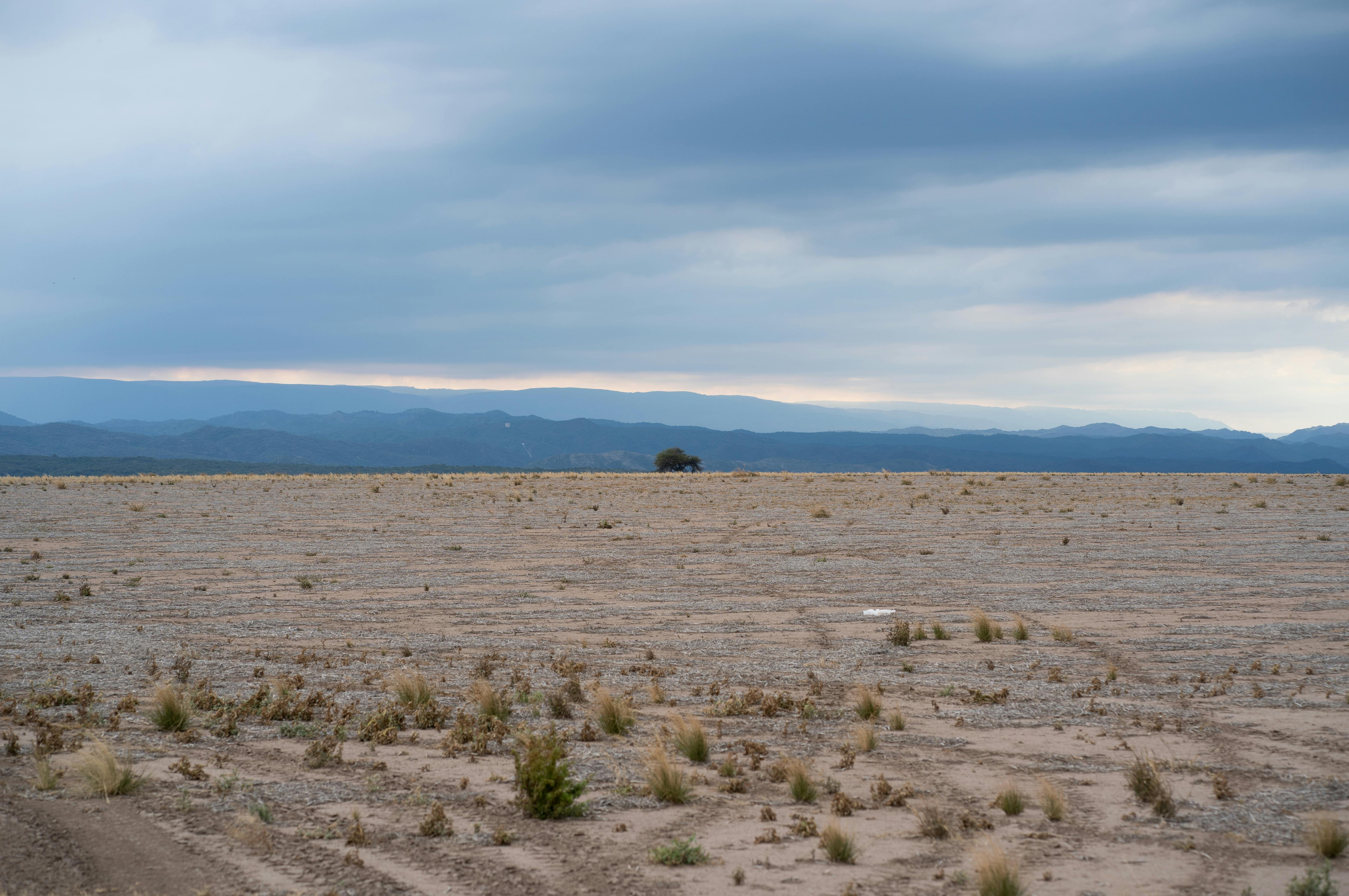 Kostenlos Weitläufiger Blick über die rauen Ebenen von Córdoba unter einem stimmungsvollen Himmel, der die ursprüngliche Schönheit der Natur offenbart. Stock-Foto