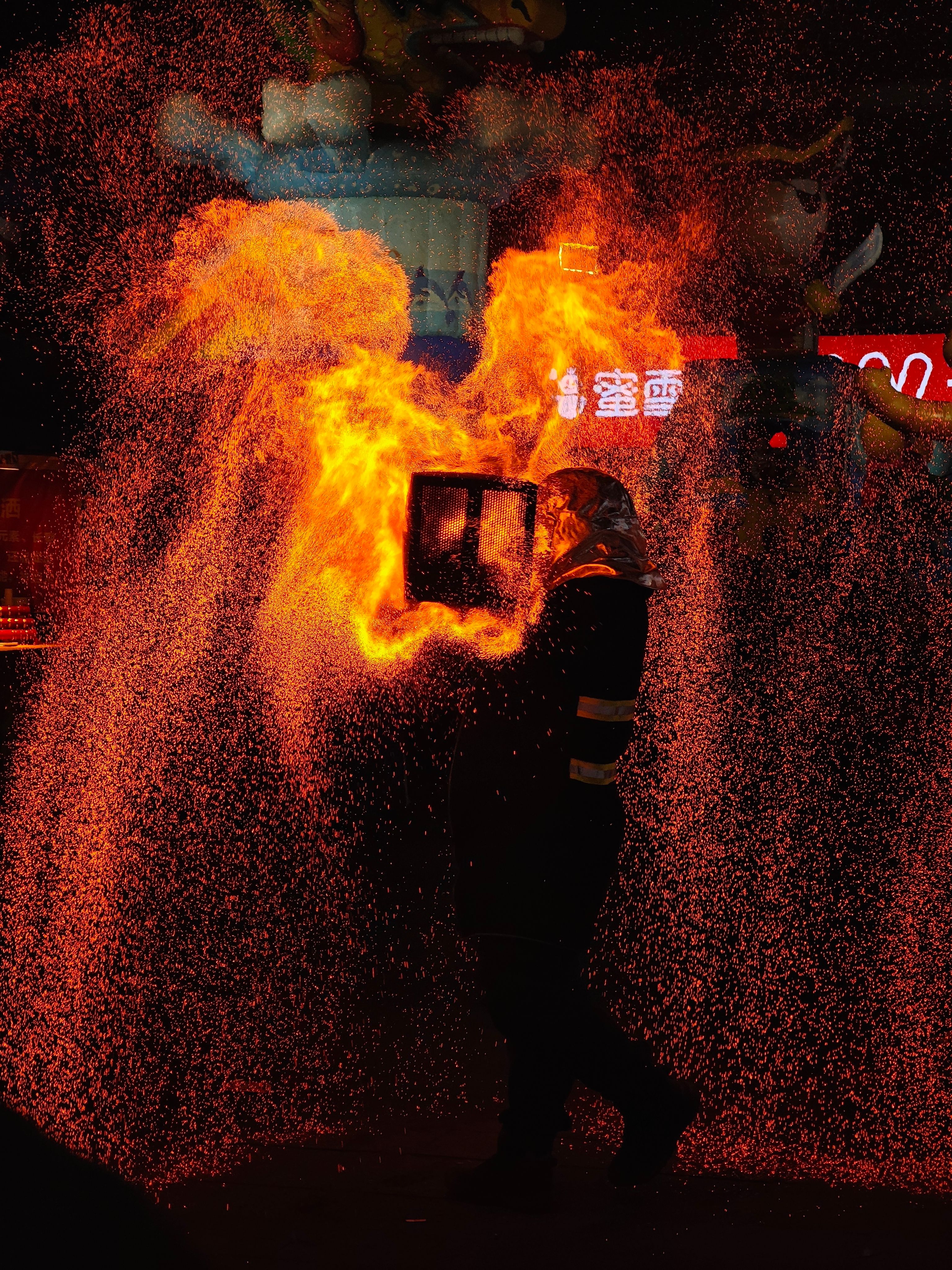 Fiery Performance with Explosive Visuals · Free Stock Photo