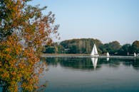 Sailboats on Xuanwu Lake in Nanjing, China