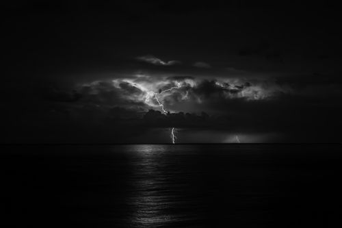 Free Black and white photo of lightning storm over Culburra Beach, NSW. Stock Photo