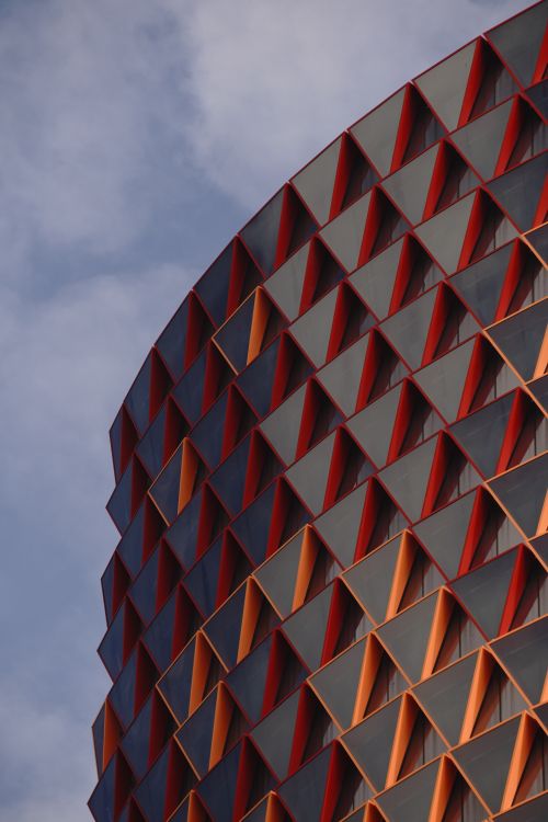 Modern Geometric Facade with Colorful Patterns · Free Stock Photo