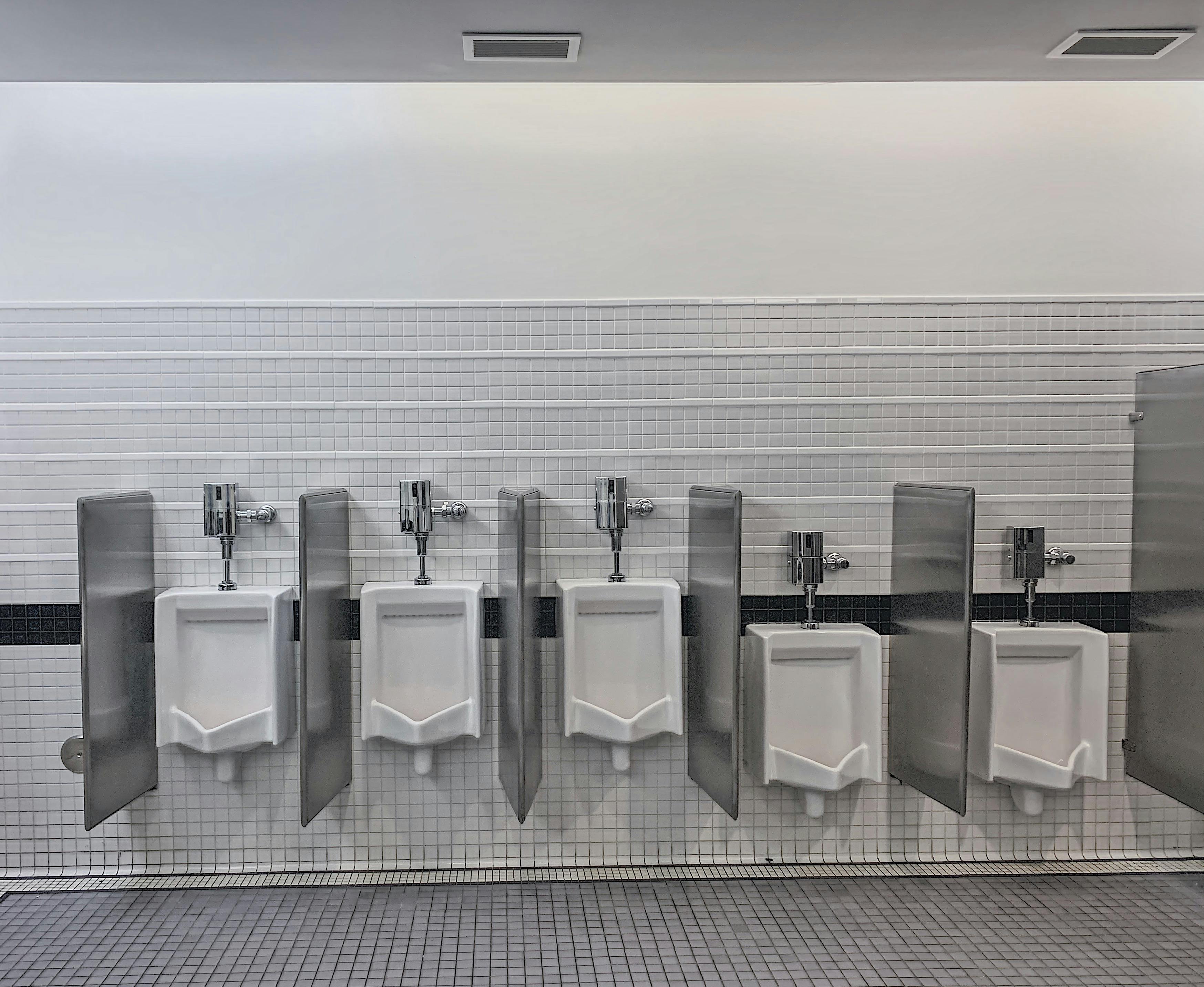 Free stock photo of bathroom, black and white, urinal