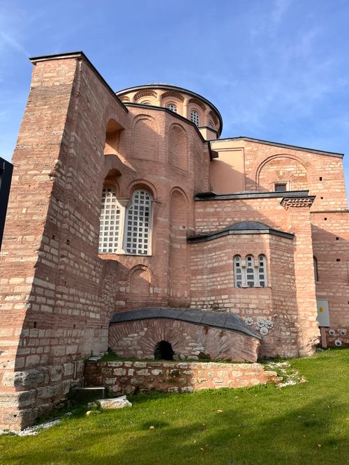 Free Sunlit view of a historic Byzantine church showcasing architecture. Stock Photo