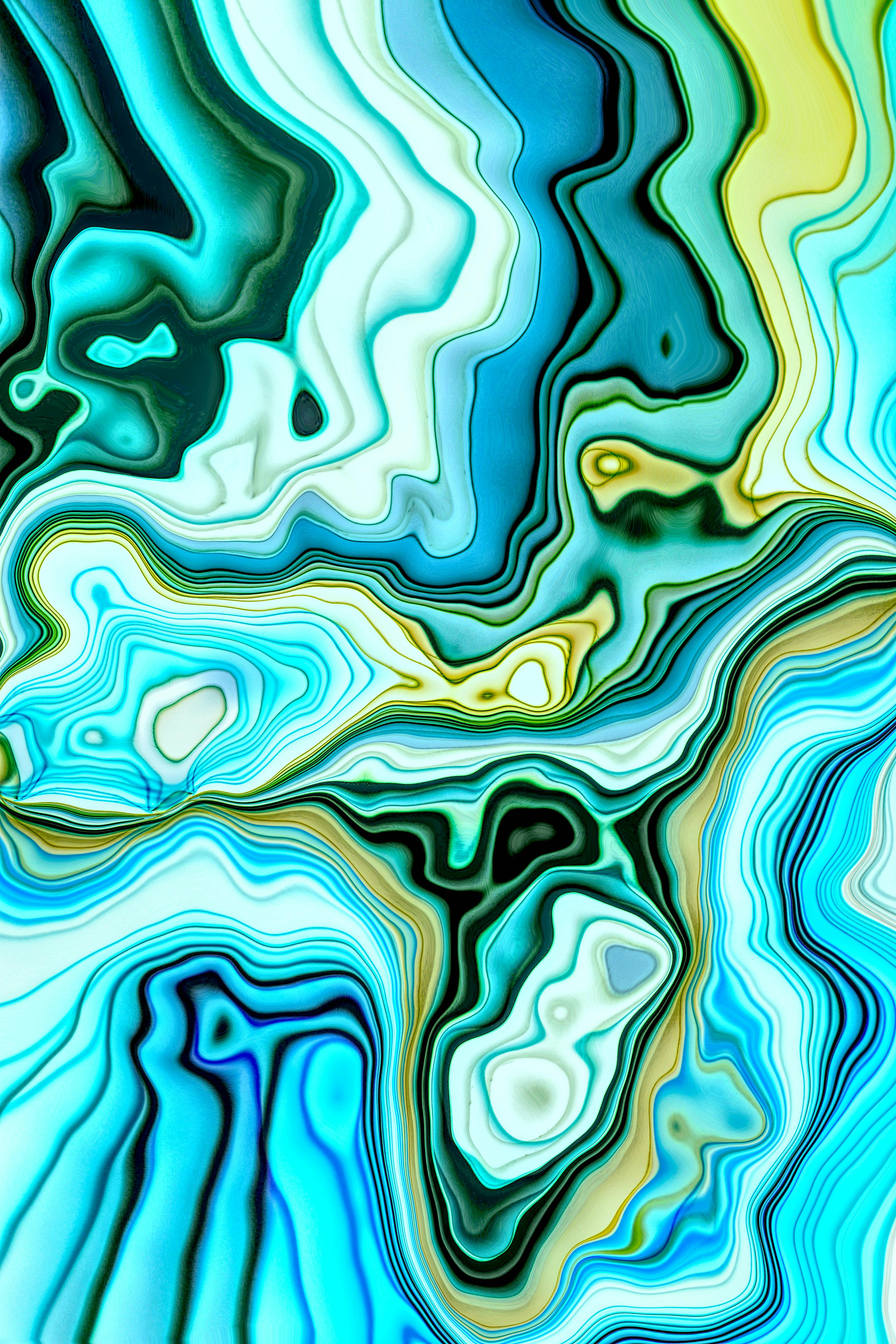 бесплатная Эффектный абстрактный дизайн, напоминающий мрамор с синими и зелеными оттенками. Стоковое фото