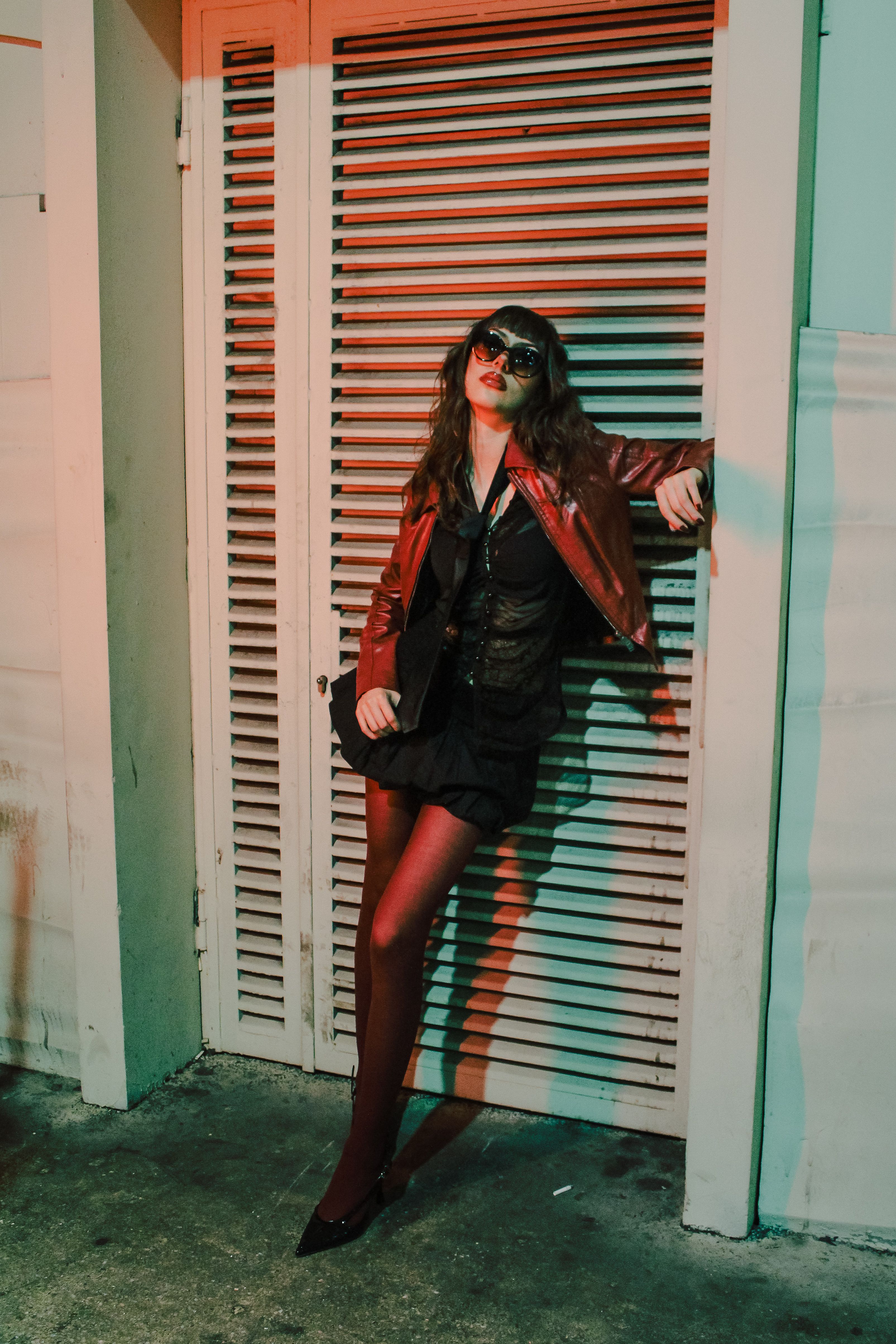 Stylish Woman Posing in Urban Night Scene · Free Stock Photo