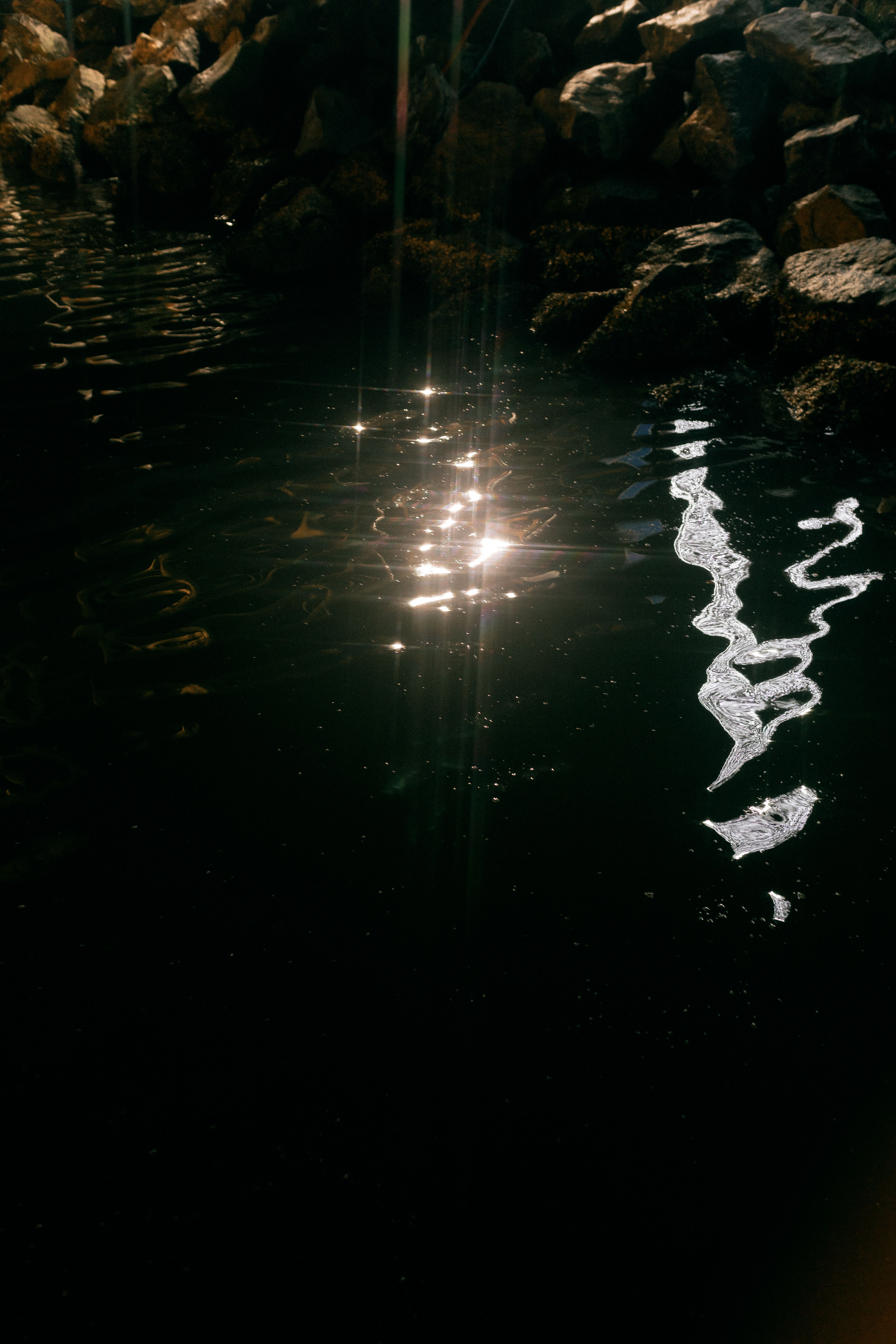Sunlight Reflecting on Water and Rocks · Free Stock Photo