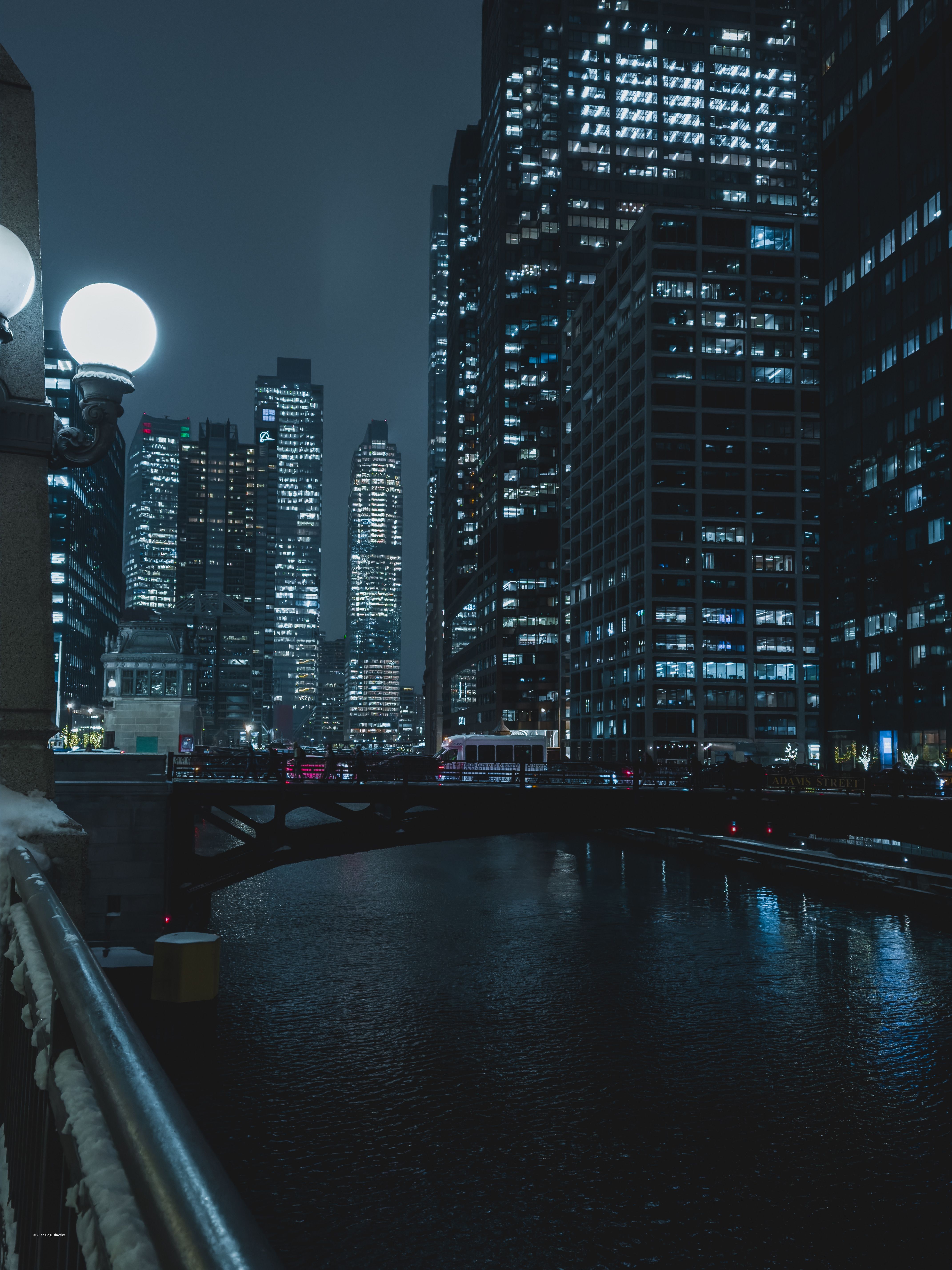 Dramatic Night Cityscape with Skyscrapers · Free Stock Photo