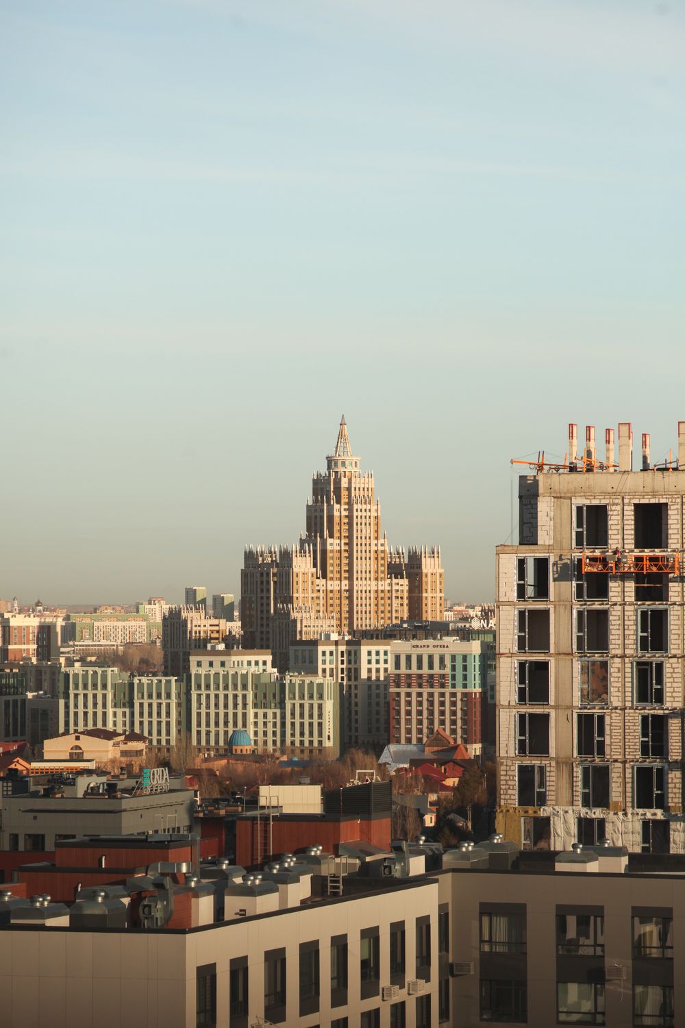 Aerial View of City Skyline with Skyscrapers · Free Stock Photo