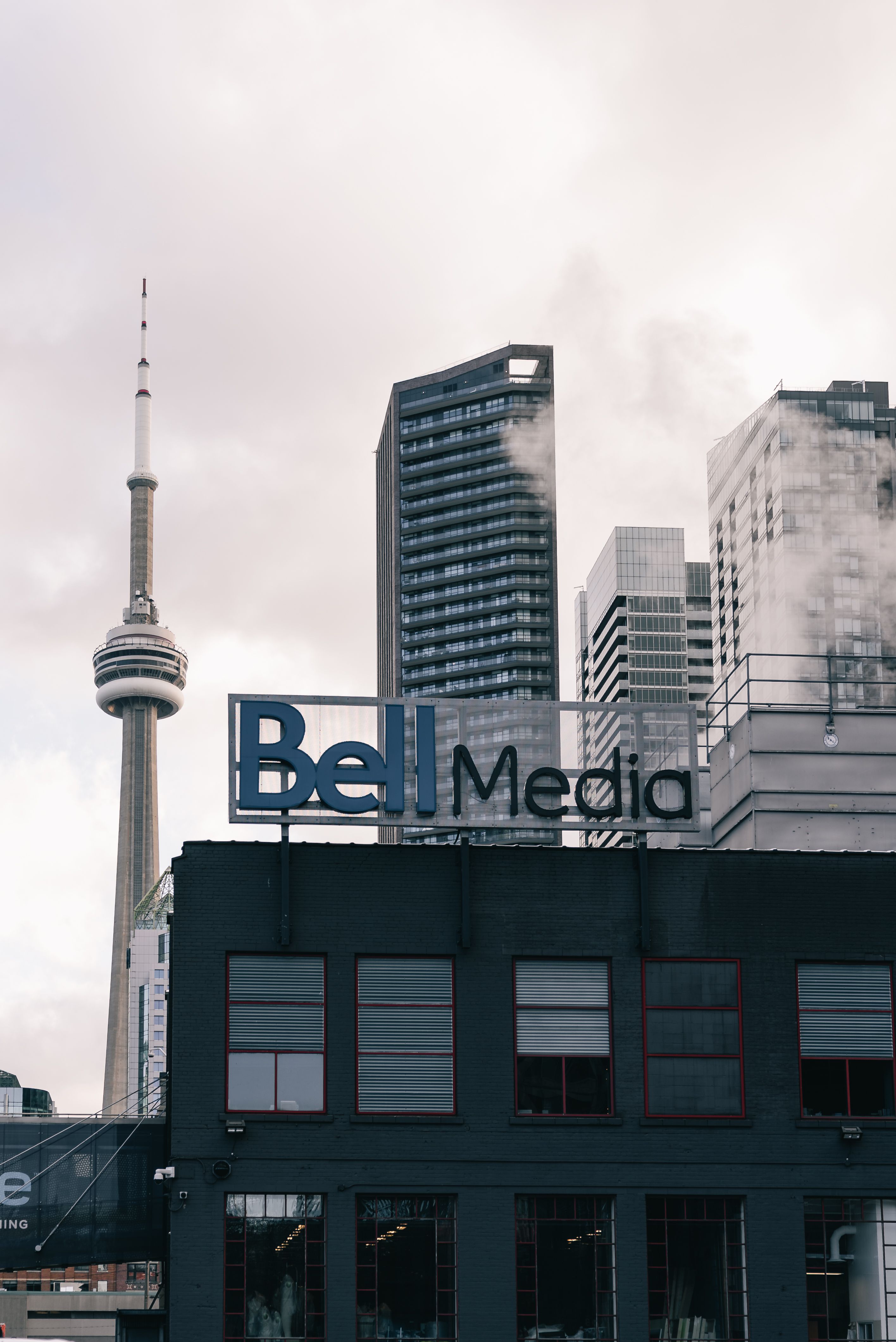 Toronto Skyline with CN Tower and Bell Media Sign · Free Stock Photo