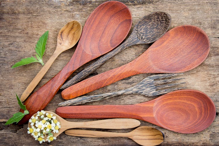 Top View Of Wooden Spoons