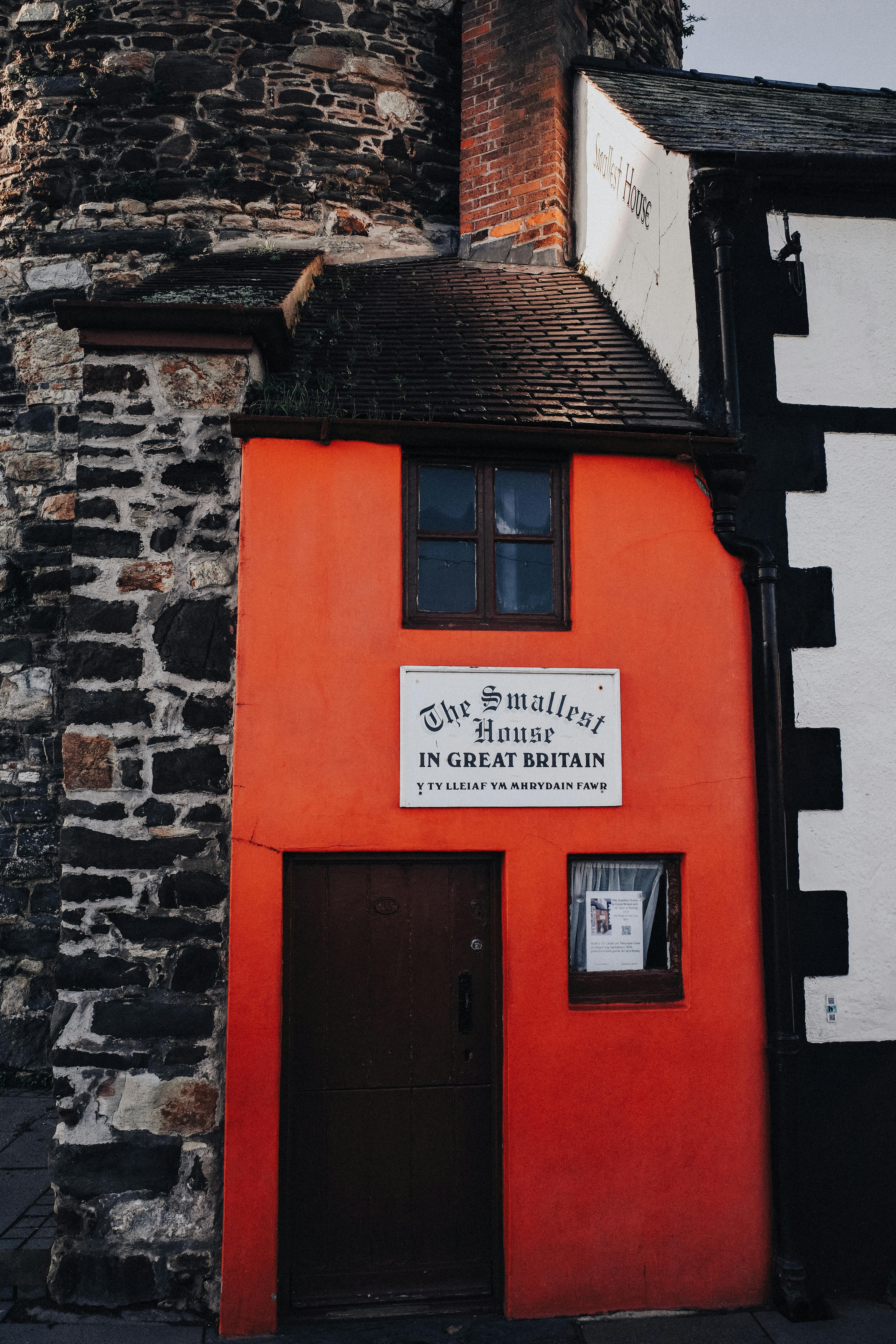 Charming view of the Smallest House in Great Britain, located in Conwy, Wales.
