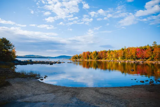 The shore of Nahmakanta Lake along the Appalachian Trail in the 100-Mile Wilderness