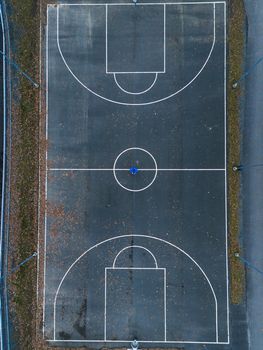 Overhead shot of an outdoor basketball court in Jönköping, Sweden.
