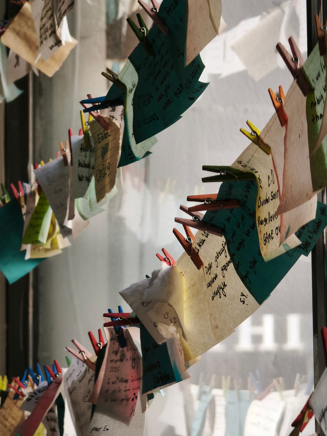 Window Paning Notes Colorful Notes Hanging by a Window in Türkiye · Free Stock Photo