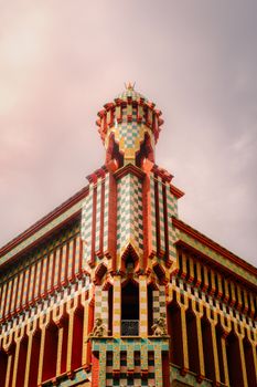 Vibrant Art Nouveau architecture of Casa Vicens in Barcelona, showcasing Gaudí's unique style.