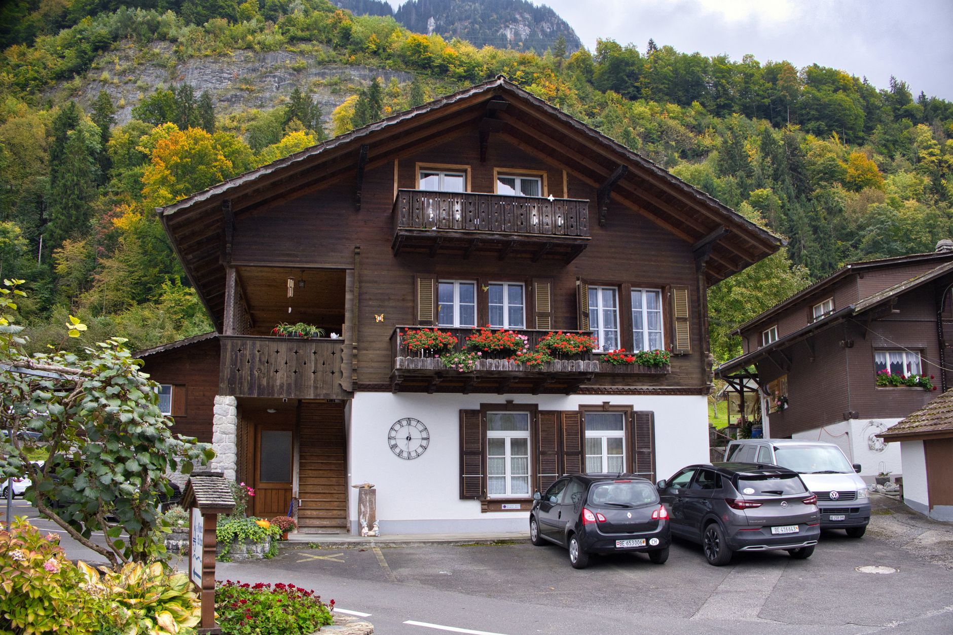 Luxury chalet in the Swiss Alps with snow