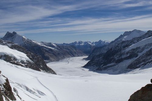 Free Stunning view of snowy peaks and glaciers in Lauterbrunnen, Switzerland. Stock Photo