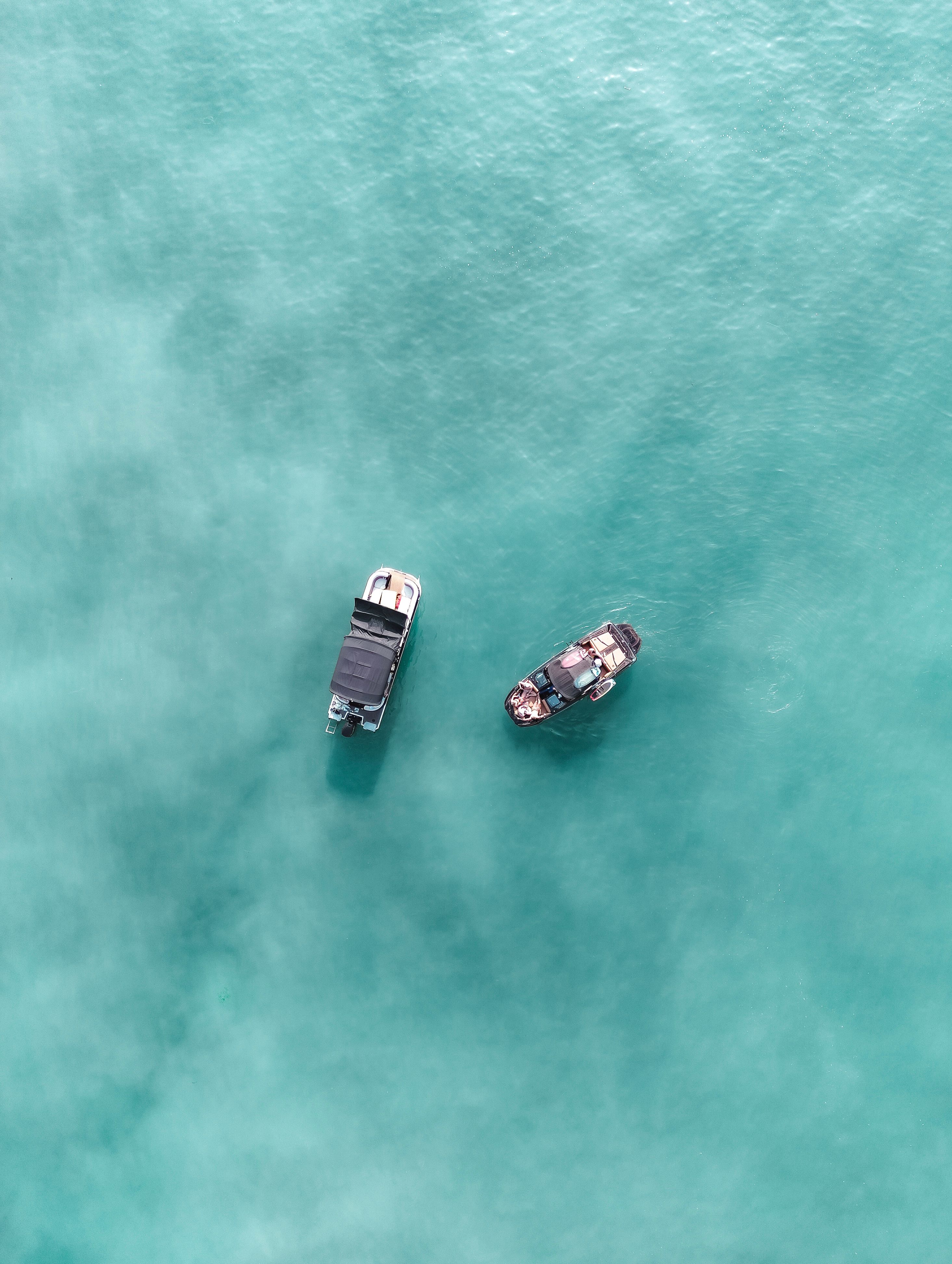 Aerial View of Two Boats on Turquoise Water · Free Stock Photo