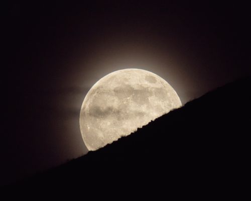 Free Full Moon Rising Behind the Mountains Stock Photo