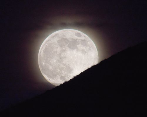 Free Full Moon Rising Behind the Mountains Stock Photo