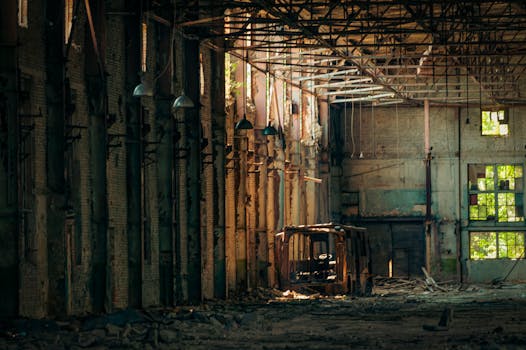 Explore the haunting beauty of an abandoned industrial warehouse in Lviv, Ukraine.