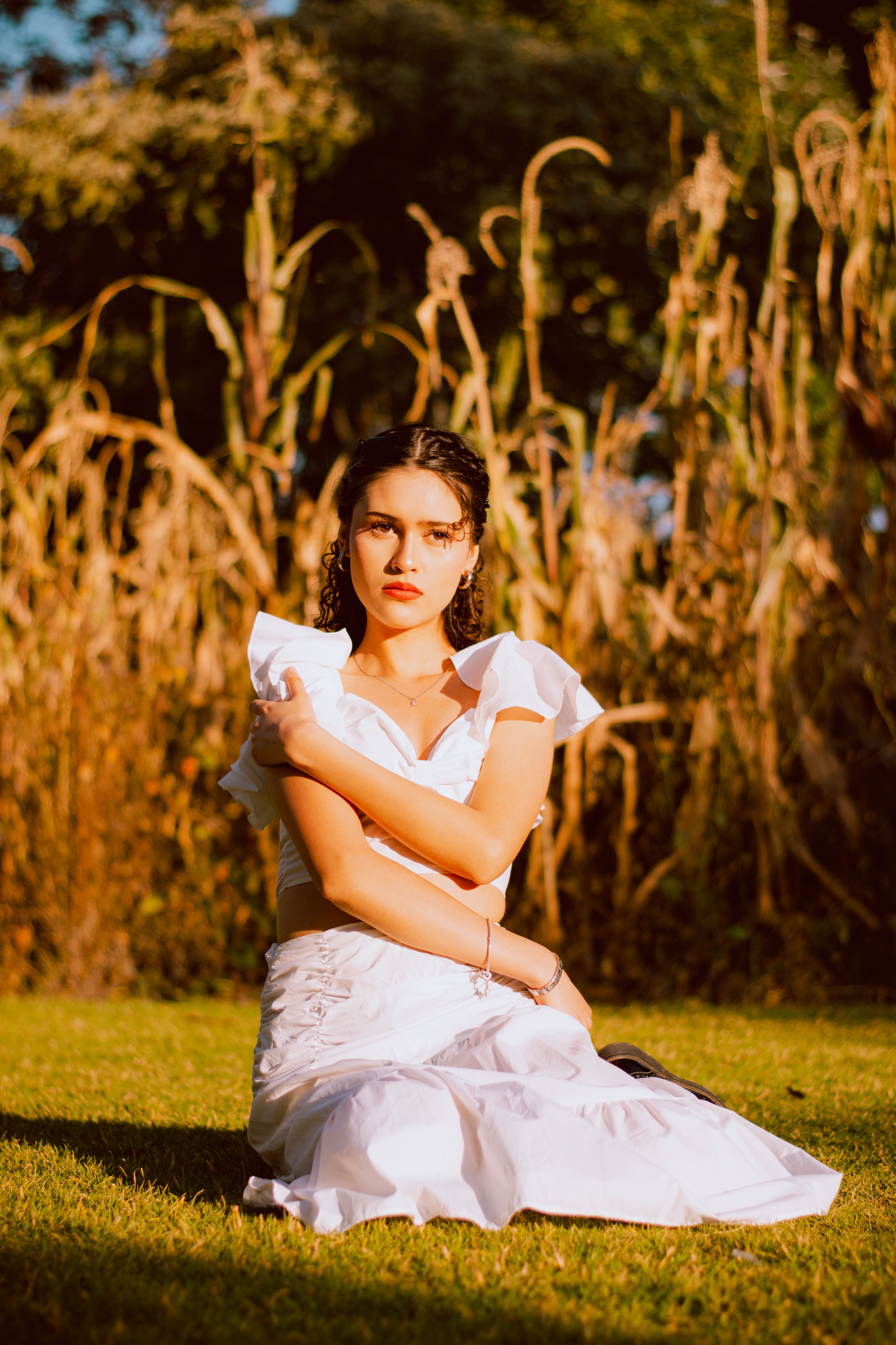 Portrait of a Woman in White Dress Outdoors · Free Stock Photo