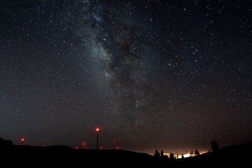 Free Captivating view of the Milky Way over Madeira, Portugal, with bright stars and silhouette landscape. Stock Photo
