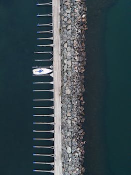 A stunning aerial view of Huskvarna marina docks in Jonkoping County, Sweden.