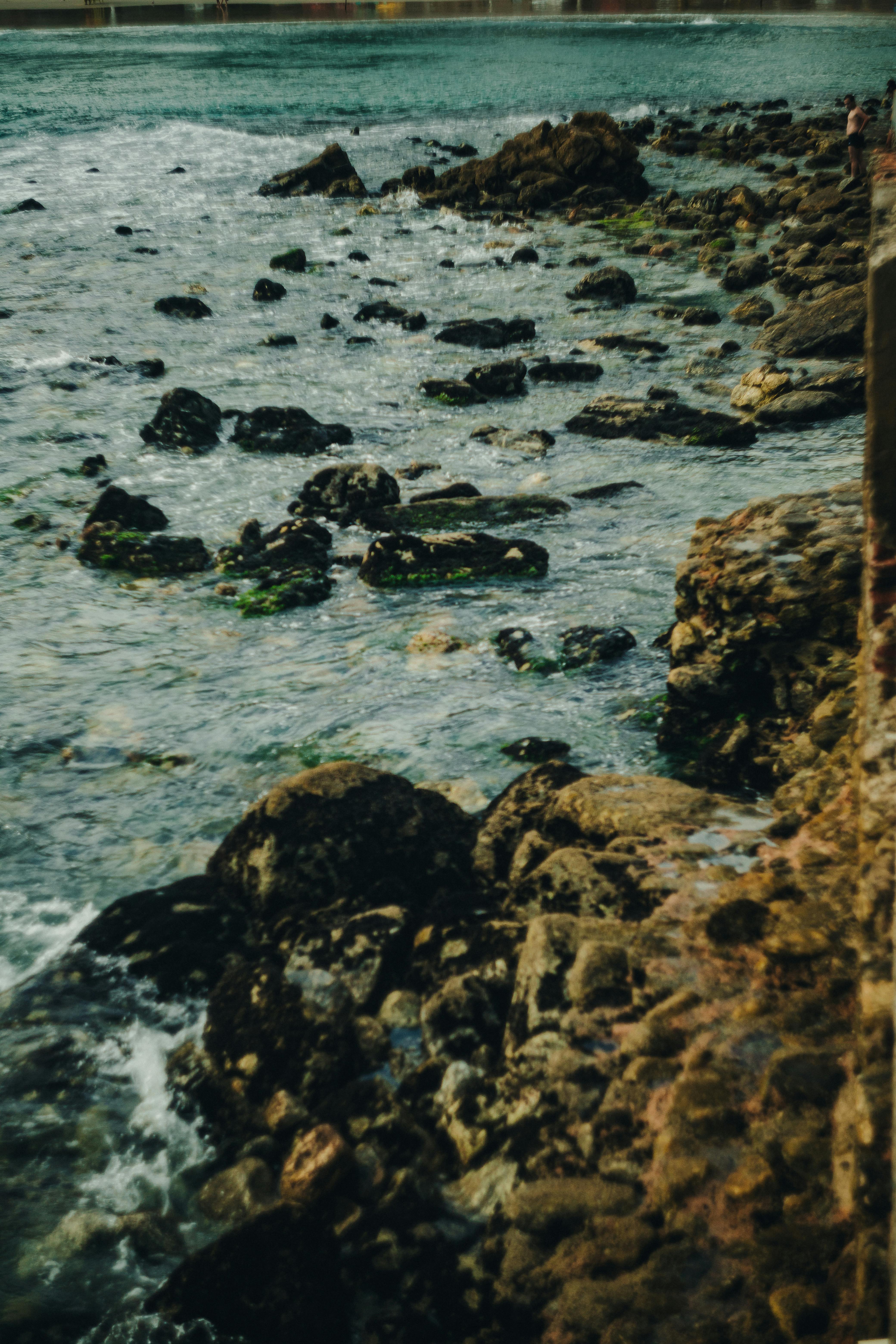 Rocky Coastal Shoreline with Ocean Waves