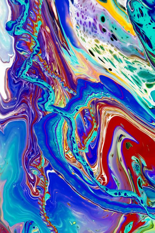 Free Colorful abstract fluid art showcasing dynamic swirling patterns and vibrant hues. Stock Photo