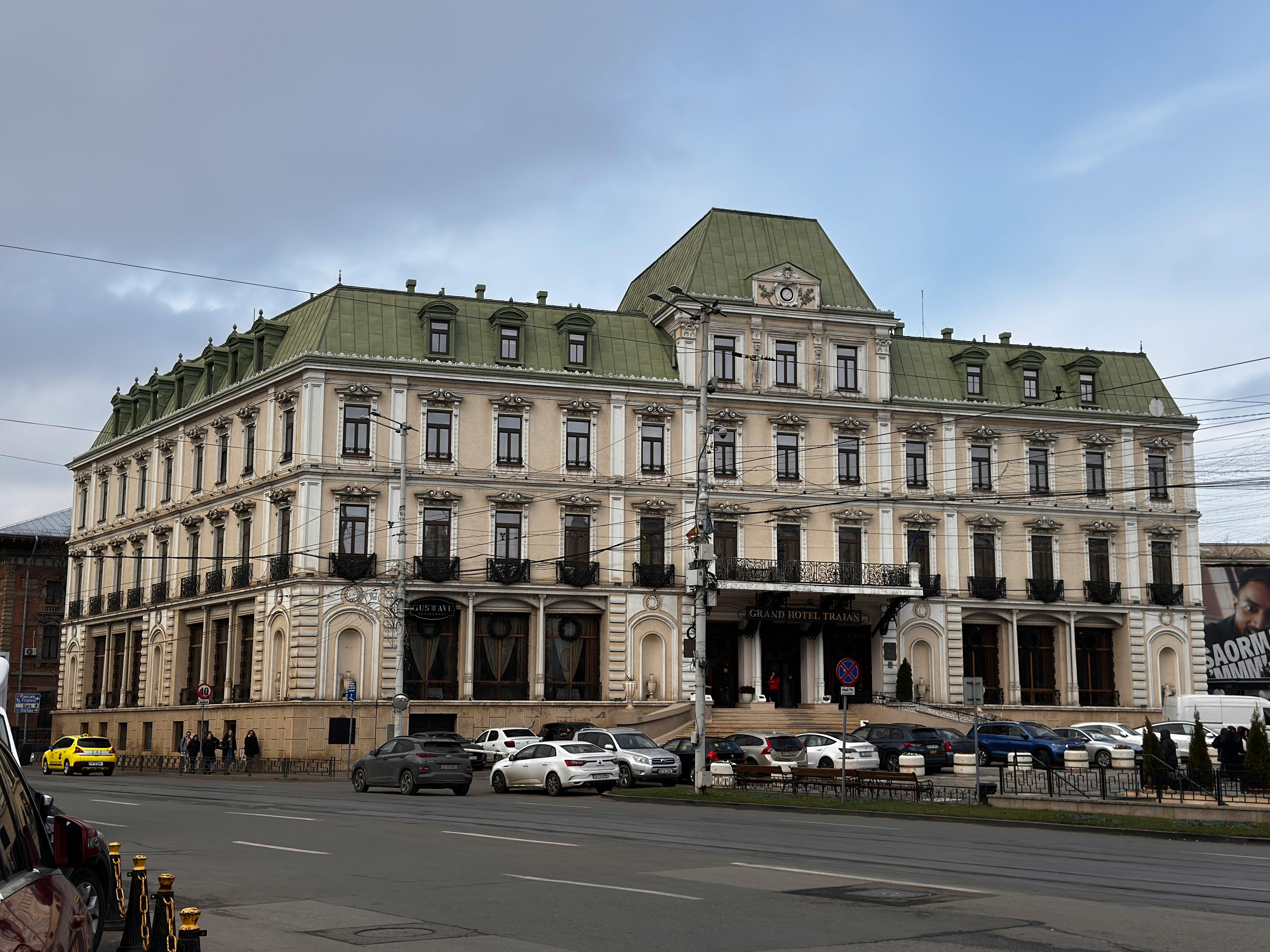 Elegant view of the Grand Hotel Traian showcasing classic architecture.