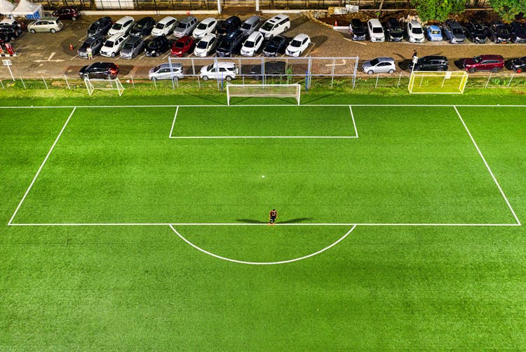 Aerial Photography Of Football Field Goal Net