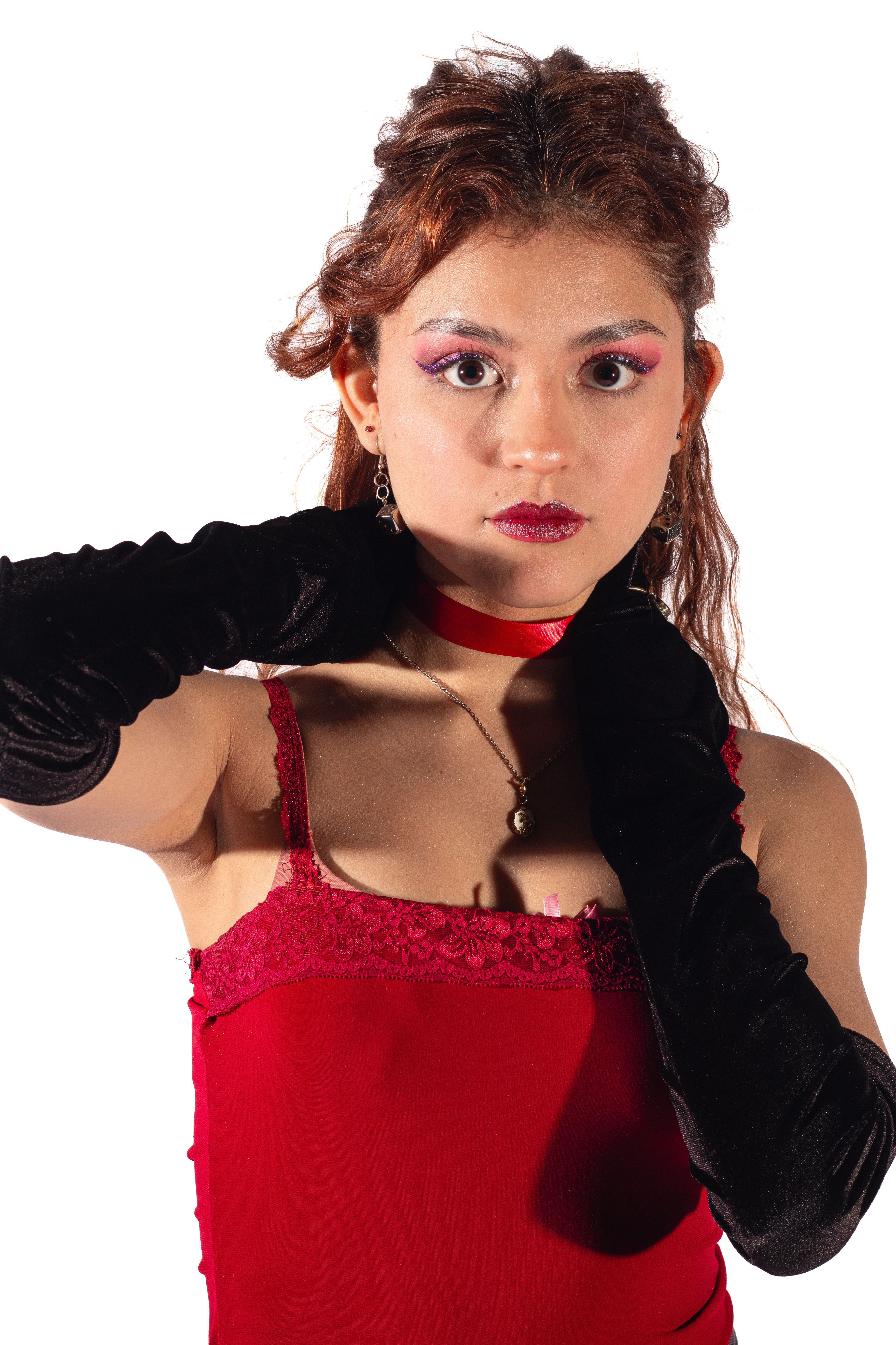 Elegant Woman in Red Dress with Black Gloves · Free Stock Photo