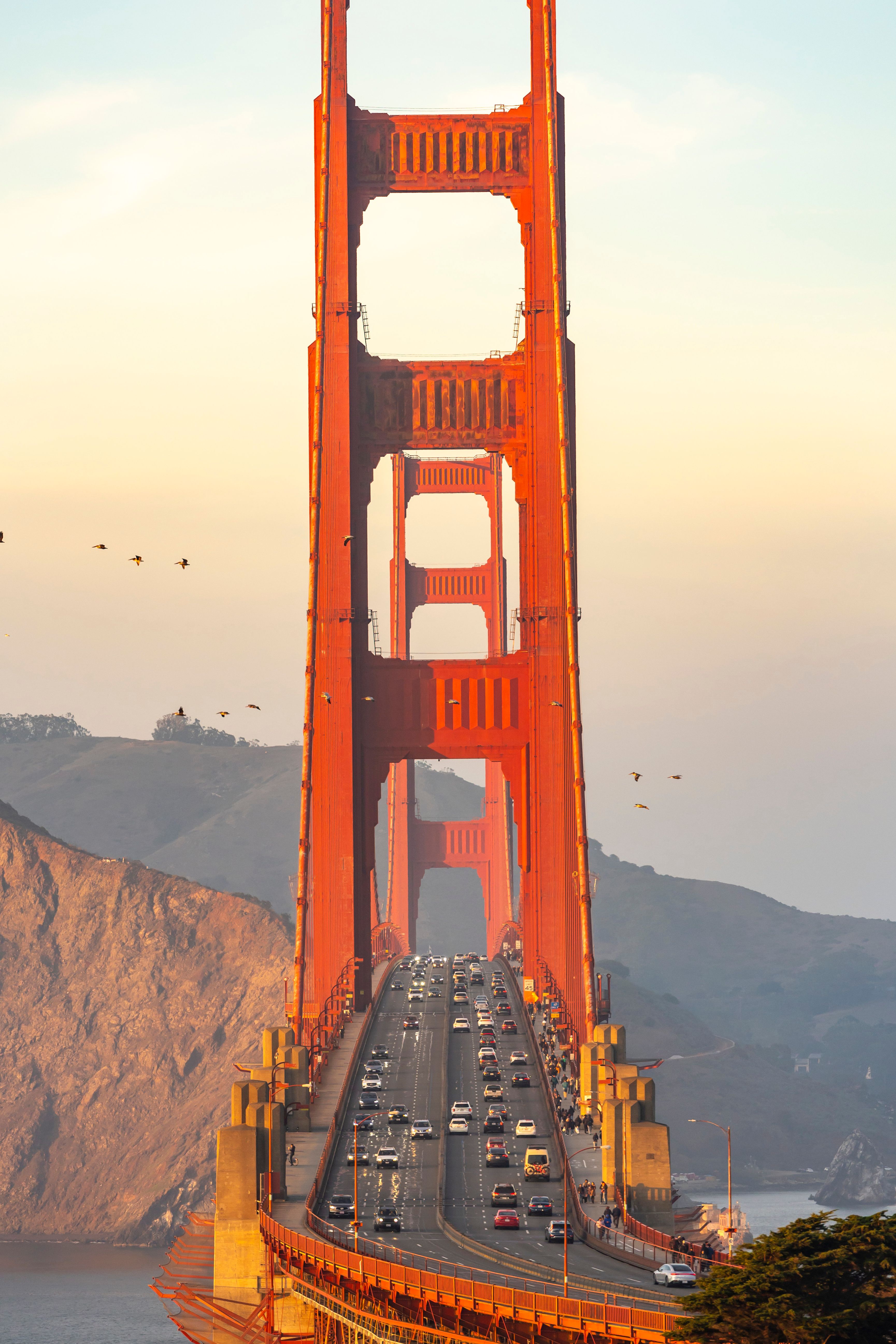 Golden Gate Bridge in soft sunset light · Free Stock Photo