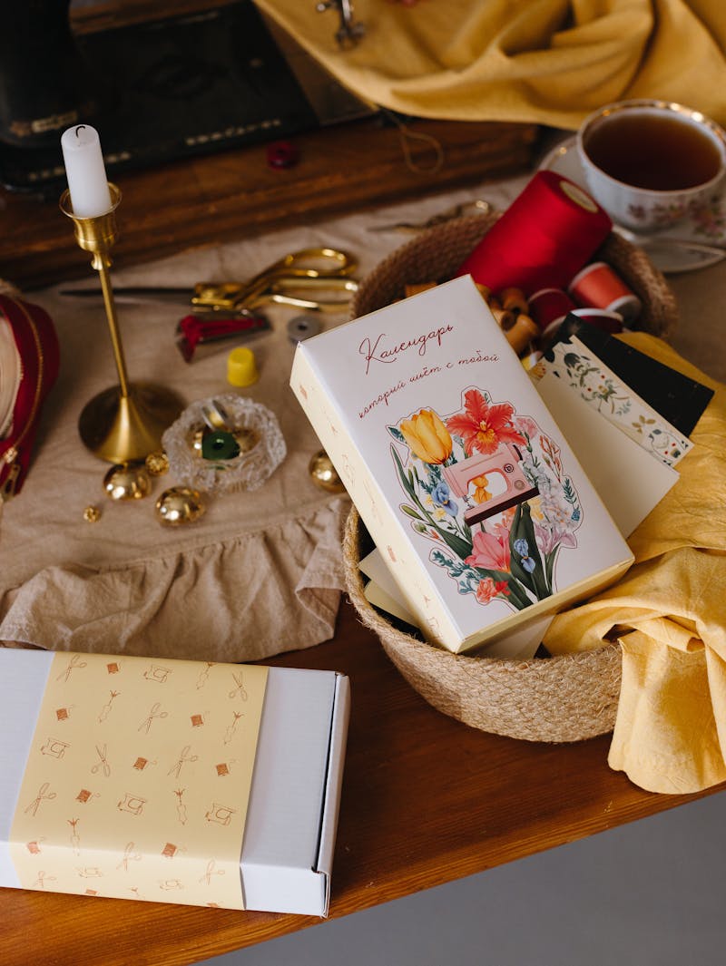 Cozy country shop interior with craft supplies