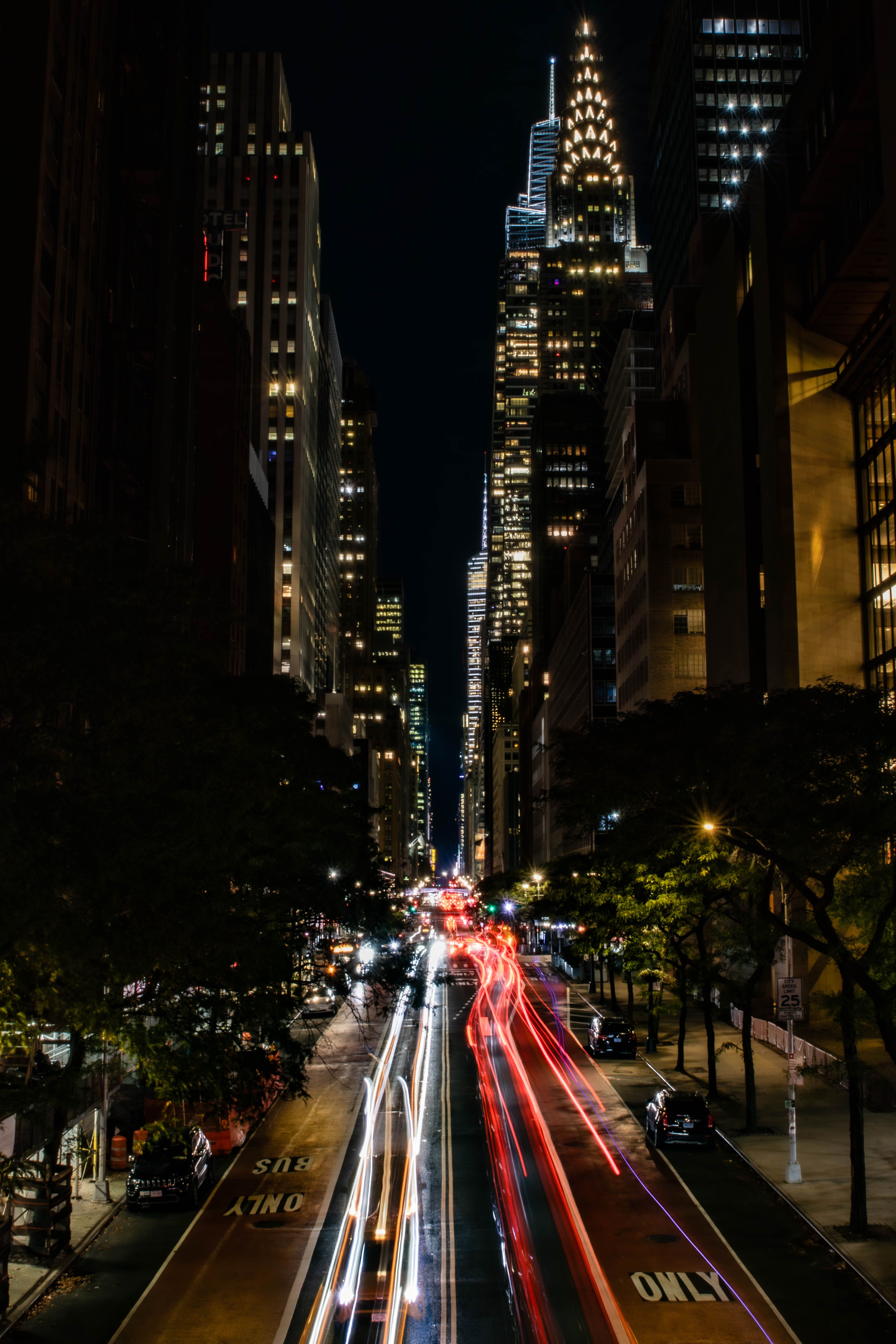 New York City Night Street with Light Trails · Free Stock Photo