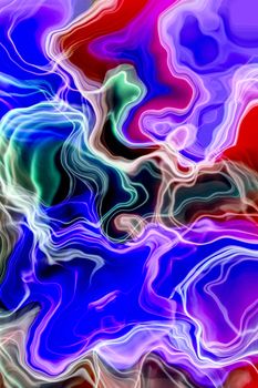 A dynamic and colorful abstract design featuring vivid swirling waves of color.