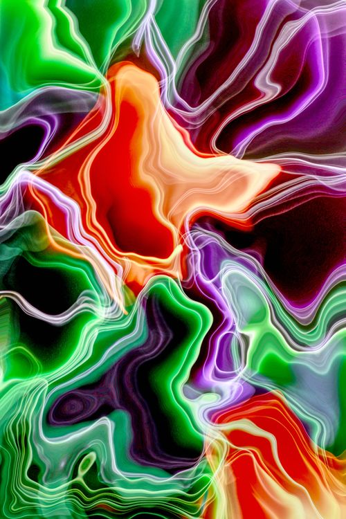 Free Dynamic abstract artwork with vivid swirling colors creating a fluid effect. Stock Photo