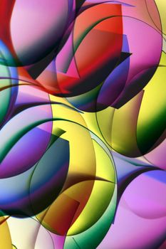 Colorful abstract image featuring overlapping geometric shapes in vivid hues.
