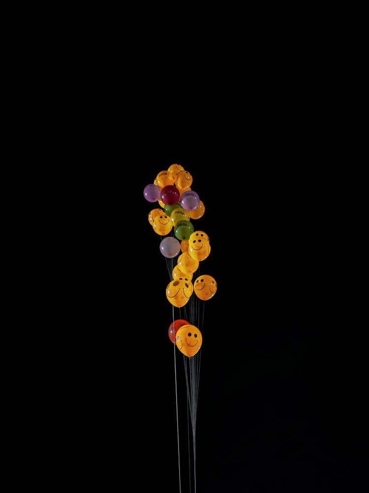 Colorful Balloons  In Black Background