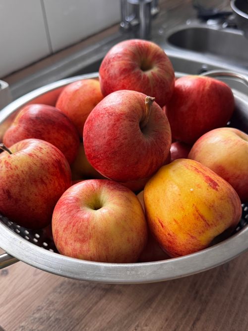 Free Vibrant red apples in a colander, perfect for fresh fruit concepts. Stock Photo