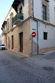 Charming street corner in El Puerto de Santa María, showcasing classic Andalusian architecture.