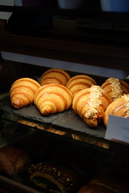 Fresh croissants in bakery