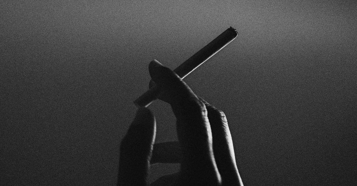 cigarette in hand black and white sketch cigarette drawing Stock Photos & Images Man holding cigarette in hand