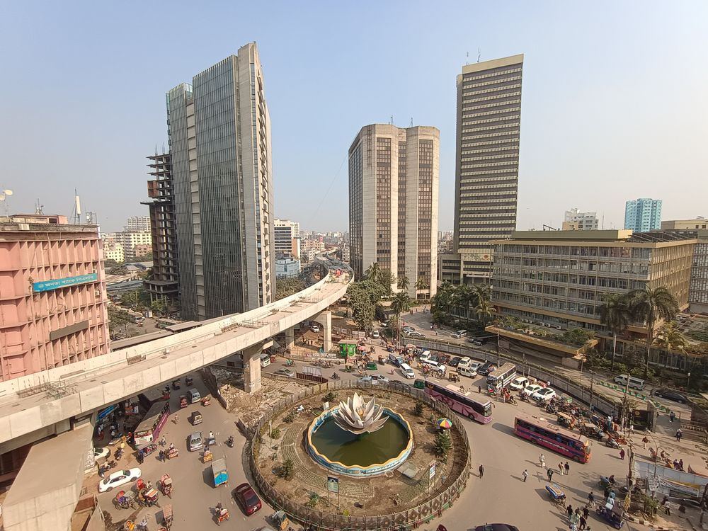 Dhaka City Skyline With Busy Streets And Metro Free Stock Photo dhaka-city-skyline-with-busy-streets-and-metro-free-stock-photo